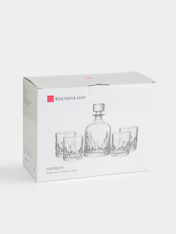 Набор для виски, 4 перс, 5 пр, графин/стаканы, стекло Р, Harbor, image-6