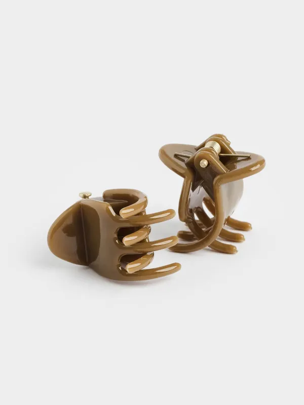 Заколка для волос, 2 см, 2 шт, полипропилен, коричневая, Крабик, Basic, image-0