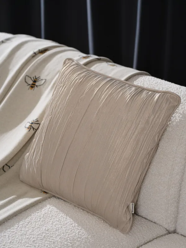 Подушка декоративная, 45х45 см, вельвет, молочно-золотистая, Волны, Aspect, image-4