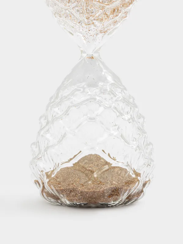 Часы песочные, 15 см, 3 минуты, с блестками внутри, стекло Б/песок, Шишки, Sand time, image-1