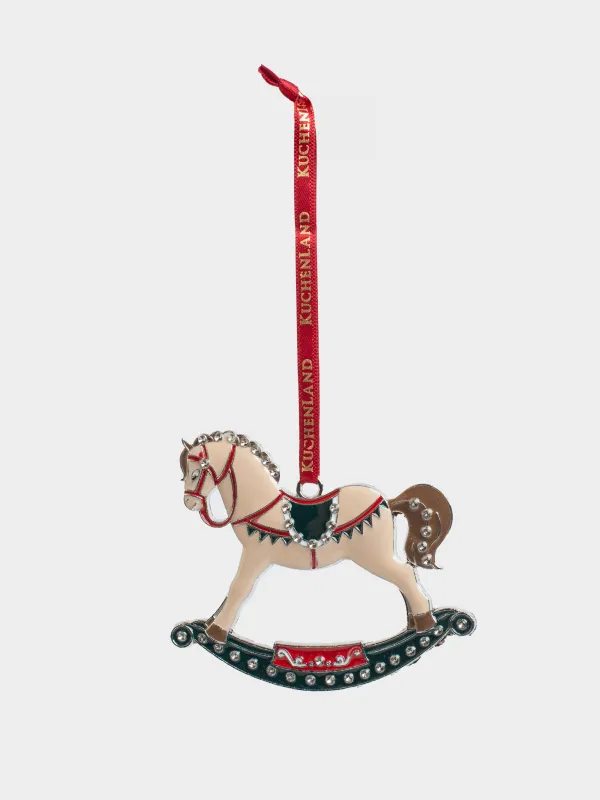 Игрушка елочная, 8 см, металл/стразы, коричневая, Лошадка-качалка, Figure horse, image-2