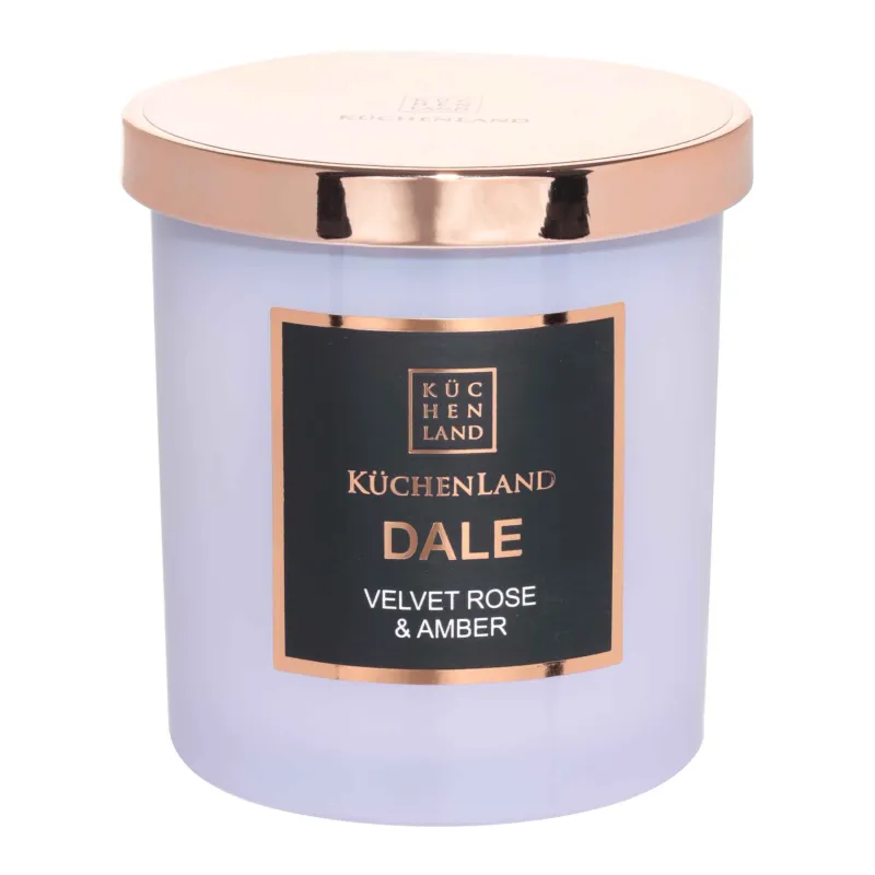 Свеча ароматическая, 9 см, в подсвечнике, с крышкой, стекло, Velvet Rose & Amber, Dale, image-0
