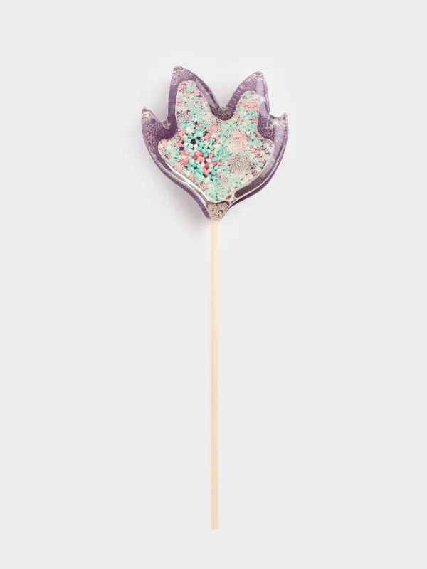 Леденец, 30 гр, погремушка, на палочке, изомальт, фиолетовый, Ирис, Sweet life, image-0