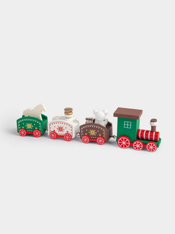Статуэтка, 24 см, Паровозик с мишкой и лошадкой, Christmas style, image-2