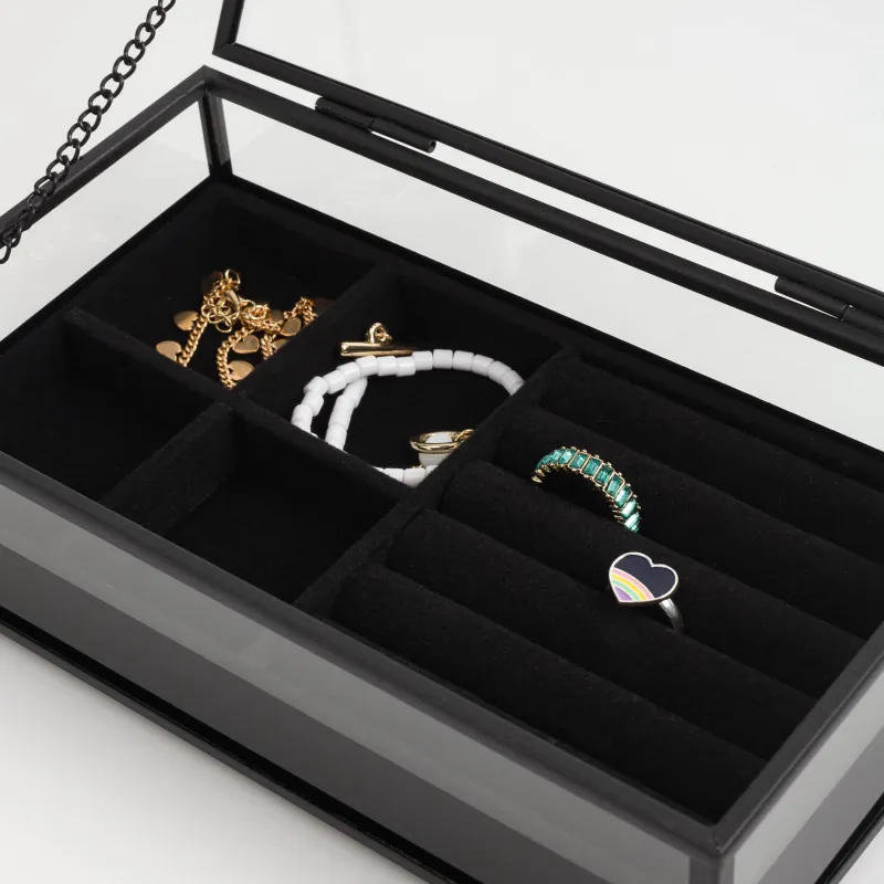 Шкатулка для украшений, 21х13 см, стекло/металл, черная, Collection, image-6