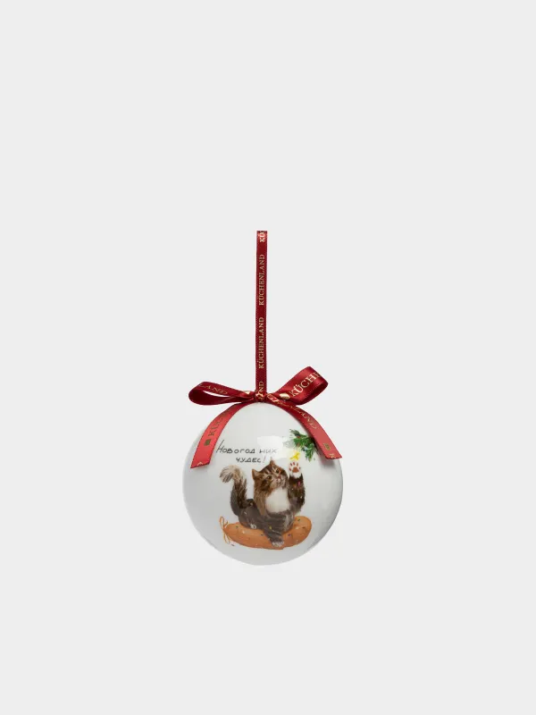 Игрушка елочная, 7 см, Шар, Котик, Ball print, image-0