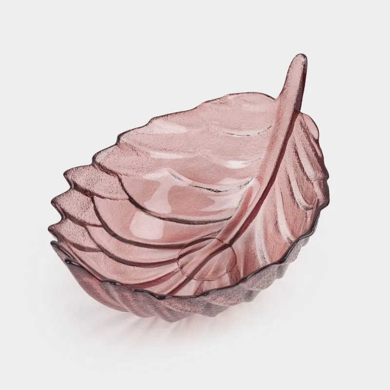 Ваза для фруктов, 29х15 см, стекло, коричневая, Лист, Curvy