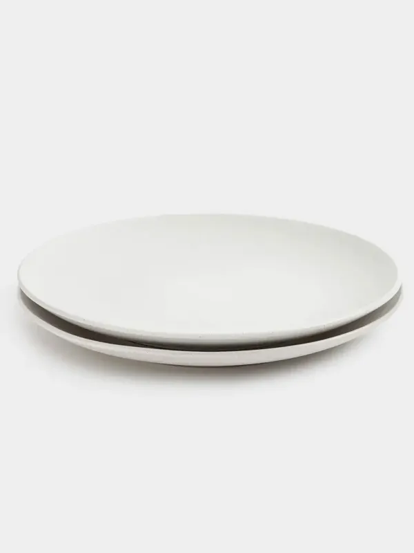 Тарелка обеденная, 27 см, 2 шт, керамика, молочная, в крапинку, Particle, image-1