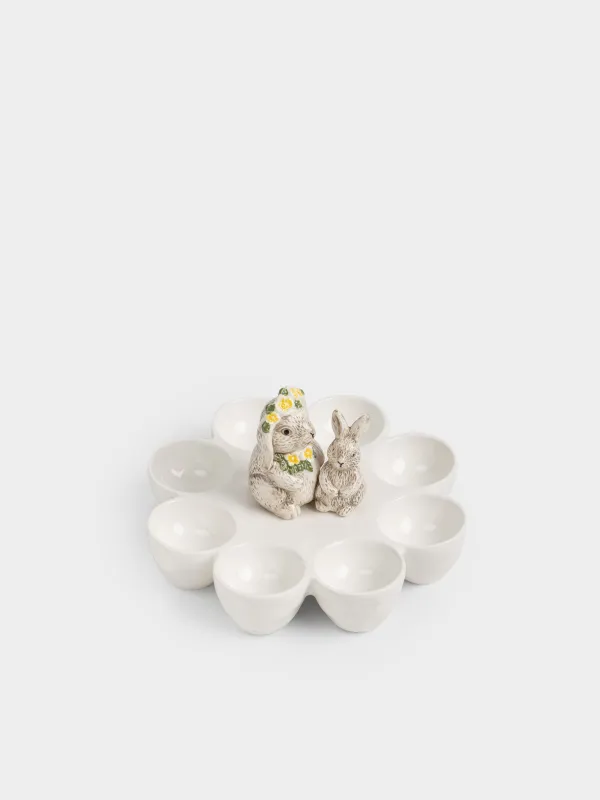 Блюдо пасхальное, 20x20 см, 8 отд, фарфор P/керамика, бело-бежевое, Кролики, Natural Easter, image-3