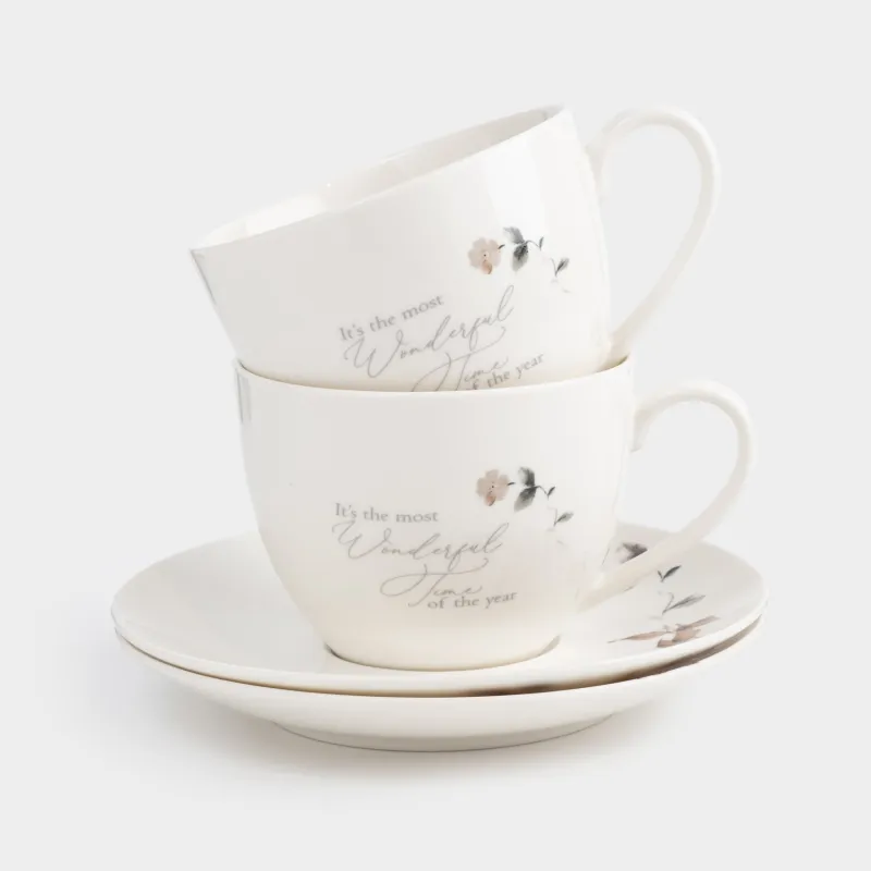 Пара чайная, 2 перс, 4 пр, 280 мл, фарфор N, Осенние цветы, Refined floral