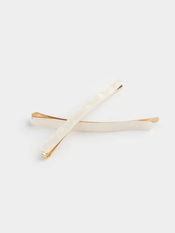 Заколка для волос, 8 см, 2 шт, акрил/металл, перламутр, Гламур, Glam, image-2