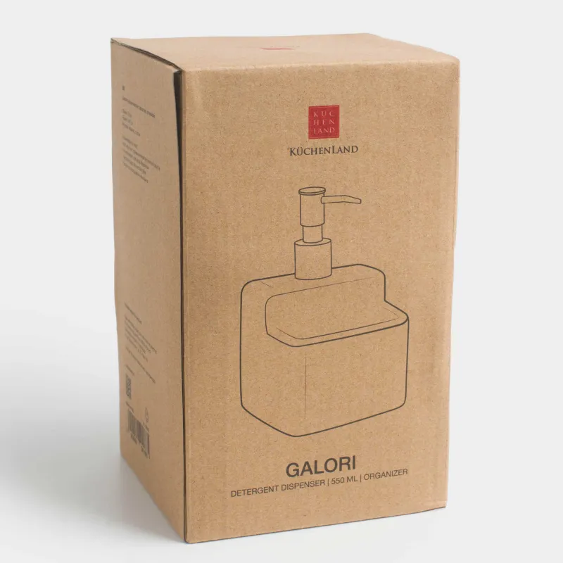 Диспенсер для моющего средства, 550 мл, органайзер, керамика/пластик, бежевый, Galori, image-7