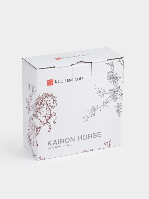 Салатник, 15x6 см, 500 мл, фарфор N, белый, с серебристым кантом, Лошадь, Kairon horse, image-6