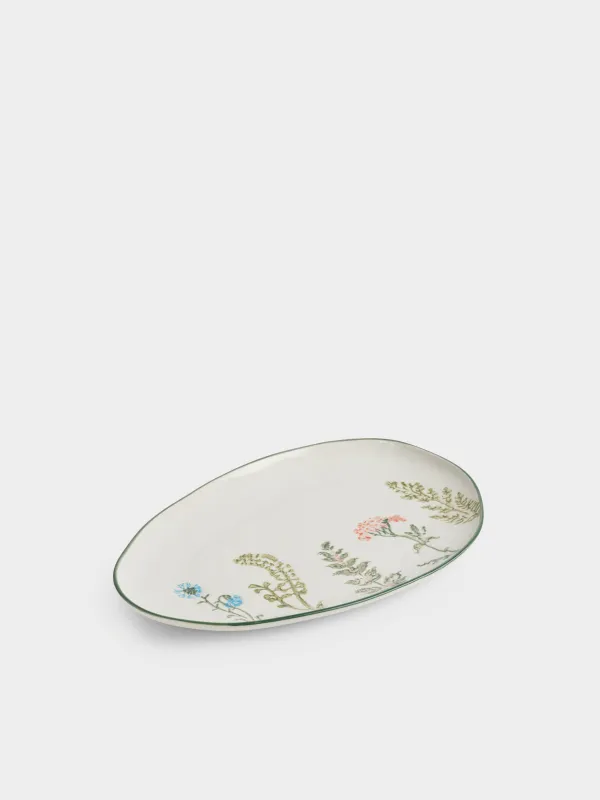 Блюдо, 32х21 см, Луговые цветы на кракелюре, Floral meadow, image-0