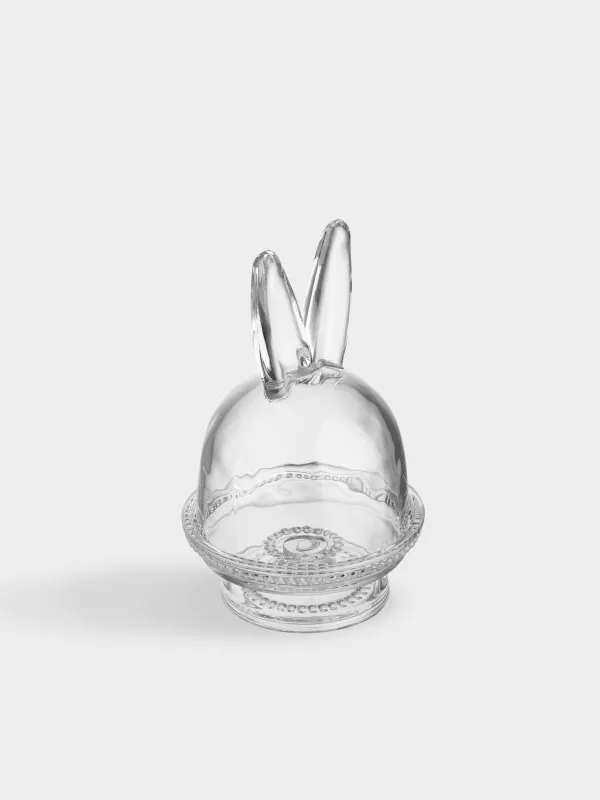 Блюдо на ножке, 12х19 см, с крышкой, стекло, Ушки кролика, Lapin, image-1