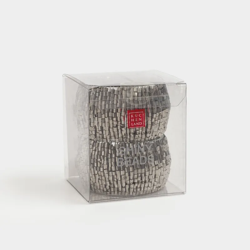 Кольцо для салфеток 5 см, 2 шт, бисер, круглое, темно-серое, Shiny beads, image-4