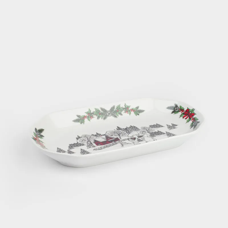 Блюдо, 31х17 см, фарфор N, белое, Дом в лесу, Forest house