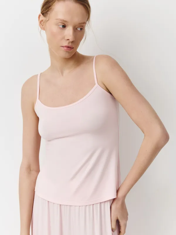Топ женский, домашний, р. S, на бретельках, бамбук/эластан К, розовый, Elodie, image-0