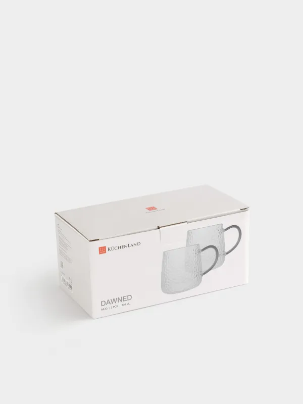 Кружка, 340 мл, 2 шт, стекло Б, серая ручка, Dawned, image-4