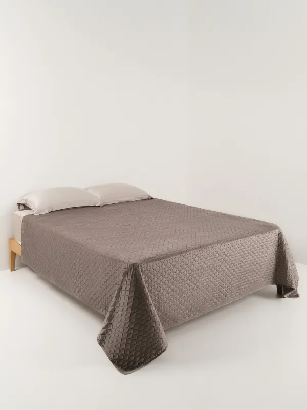 Покрывало, 220х240 см, стеганое, вельвет/микрофибра, сиреневое, Stitch velvet, image-1