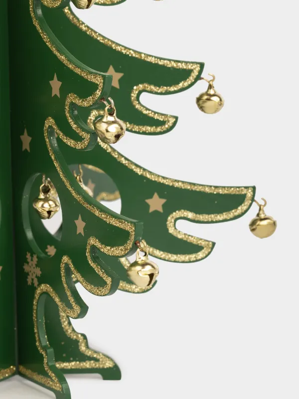 Статуэтка, 29 см, с подвесками, Елка с золотистыми шарами, Christmas style, image-4