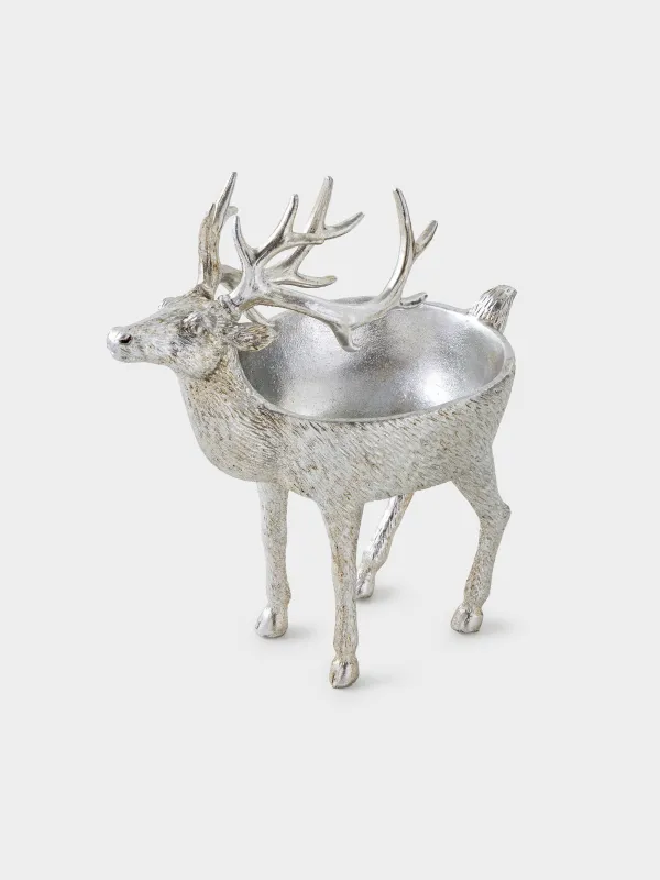 Конфетница, 25x14x27 см, полирезин, серебристо-коричневая, Олень, Deer, image-0
