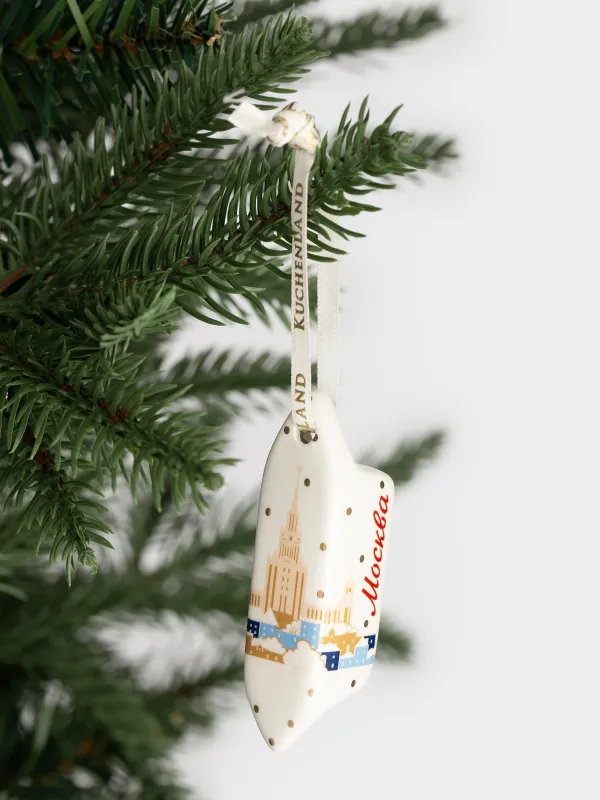Игрушка елочная, 7 см, керамика D, белая, Конфета Москва, Figure christm, image-3
