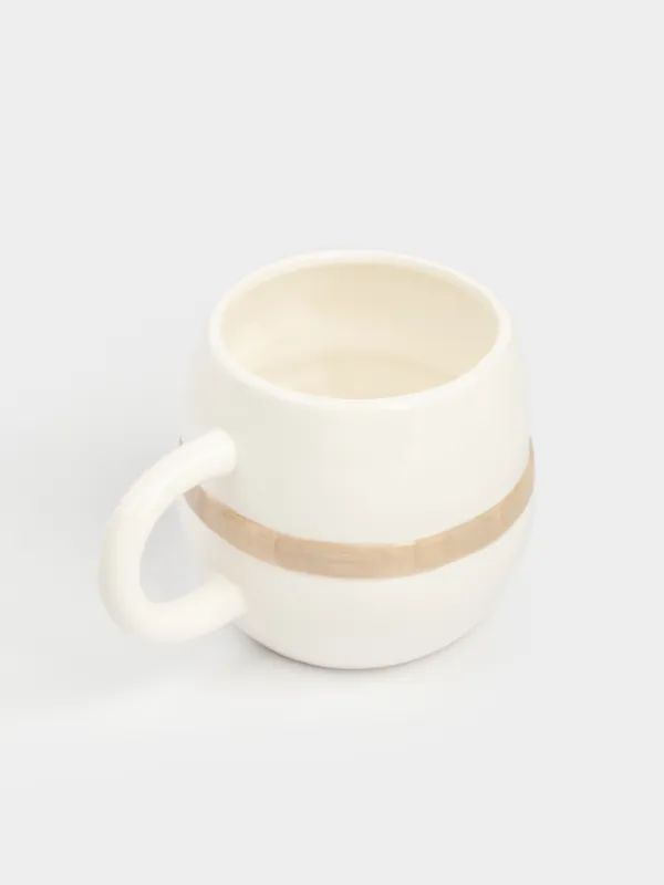 Кружка, 650 мл, фарфор P, бело-бежевая, Снеговик в шарфе, Snowy, image-1