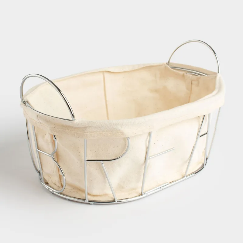 Корзина для хлеба, 30x21 см, хлопок/сталь, овальная, серебристая, Bread, Twist silver, image-1