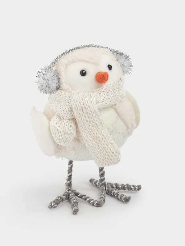 Изделие декоративное, 16 см, пенопласт/полиэстер, бело-серебристое, Птица в наушниках, Birds, image-1