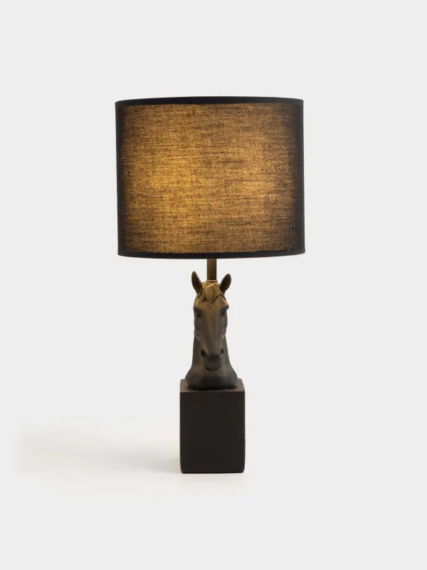 Светильник настольный, 44 см, полирезин/полиэстер, черный, Конь, Horse black, image-3