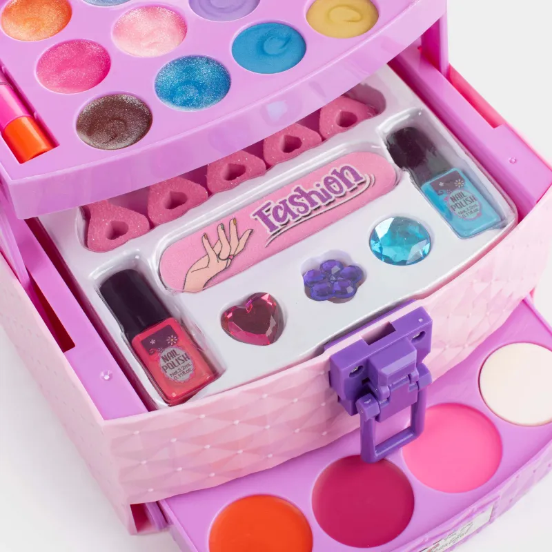Набор косметики, детский, 16 см, 26 пр, с украшениями, в кейсе, пластик, розовый, Cosmetic kids, image-7