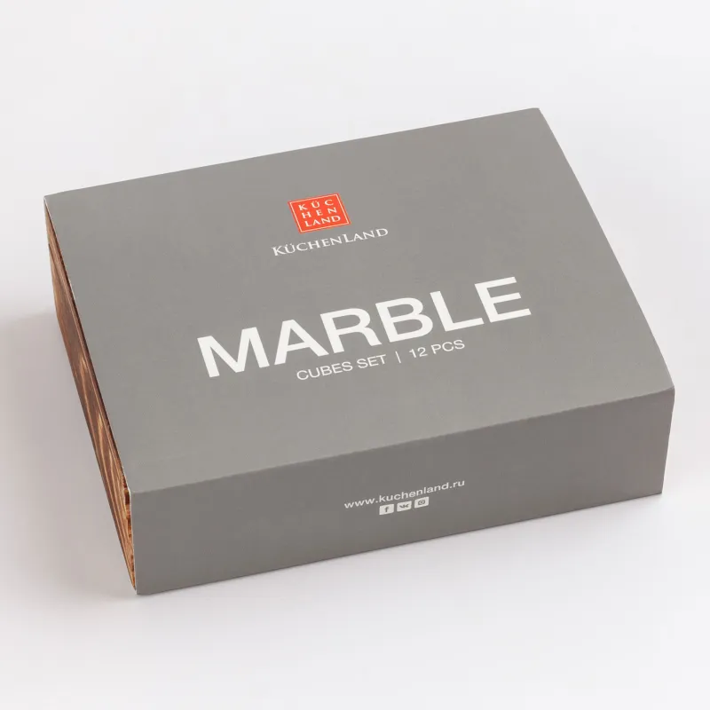 Набор кубиков для охлаждения напитков, 12 пр, с щипцами, в коробке, мрамор/сталь, Bar, image-9
