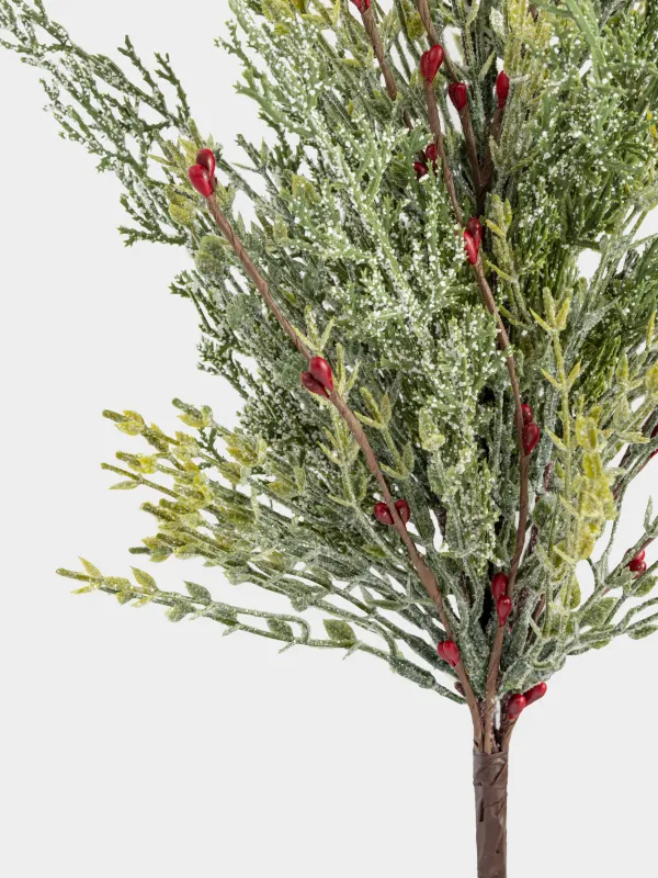 Ветка декоративная, 71 см, пластик, Хвоя с бордовыми ягодами, Conifer decor, image-2
