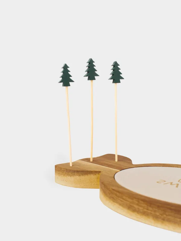 Набор для закусок, 2 пр, на подставке, со шпажками, керамика/дерево, Конфета, Noble tree, image-4