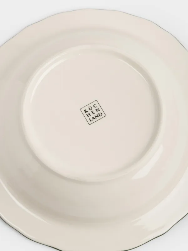 Тарелка суповая, 21x5 см, 460 мл, фарфор P, молочная, Зеленые цветы, Green lace, image-4