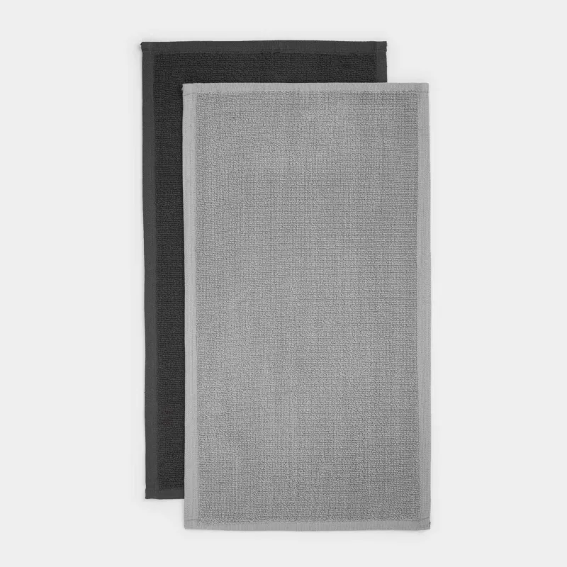 Полотенце кухонное, 30х60 см, 2 шт, хлопок, темно-серое/светло-серое, Mong