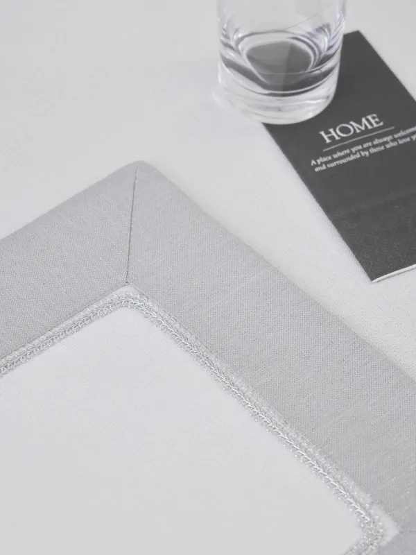 Салфетка под приборы, 30х45 см, 2 шт, полиэстер, бело-серая, Milky way, image-1