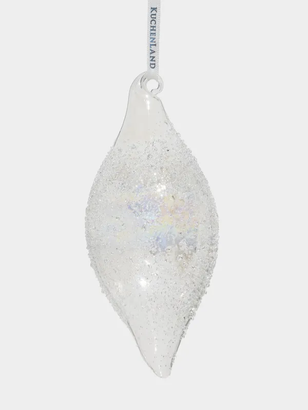 Игрушка елочная, 14 см, стекло, перламутр, Завиток с изморозью, Ball sparkle, image-0