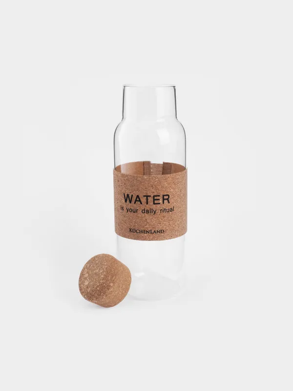 Бутылка для напитков, 1,25 л, с зарфом, стекло Б/пробка, Clear font, image-2