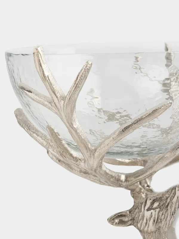 Ваза для фруктов, 26x38 см, на ножке, стекло/металл, серебристая, Олень, Arctic deer, image-6