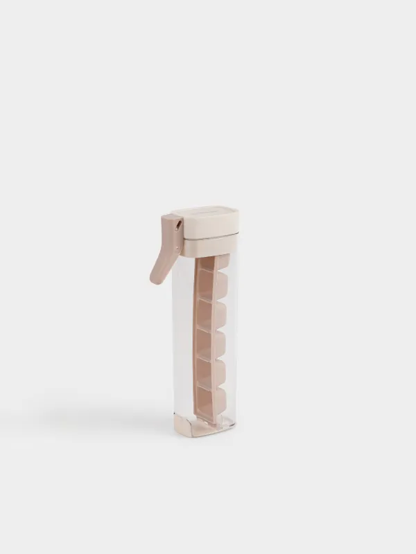 Форма для льда, 22х6 см, 6 отд, с контейнером, пластик, серо-коричневая/молочная, Country, image-0