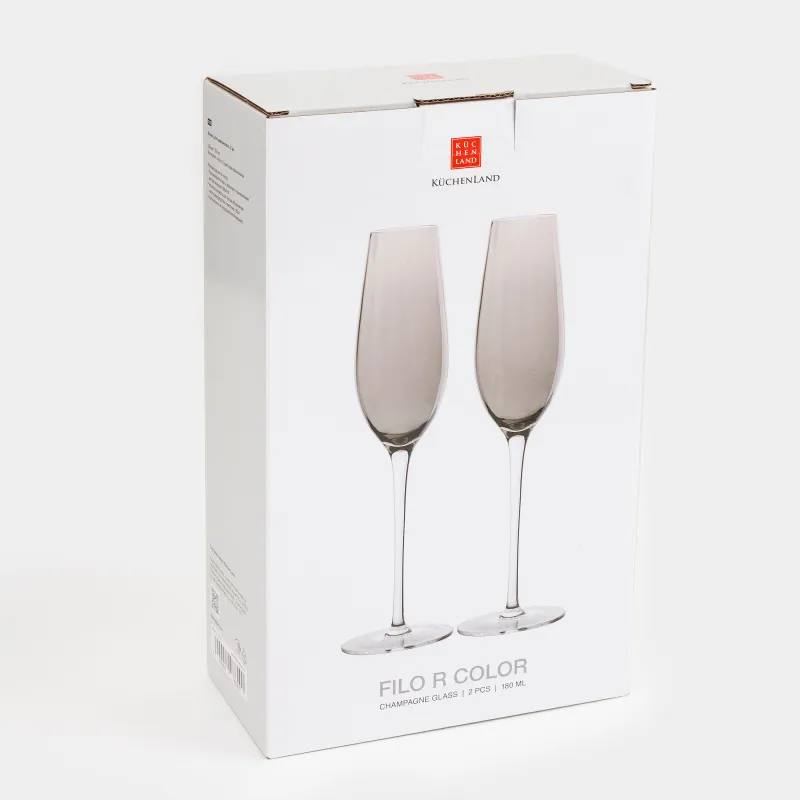 Бокал для шампанского, 210 мл, 2 шт, стекло, серый, Filo R color, image-3