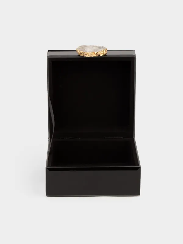 Шкатулка для украшений, 12х12 см, стекло, зеркальная, черная, Glossy black, image-4