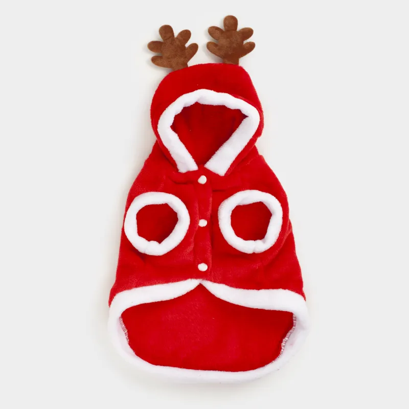 Костюм для животных, карнавальный, полиэстер, красный, Санта-олень, Christmas pet, image-0