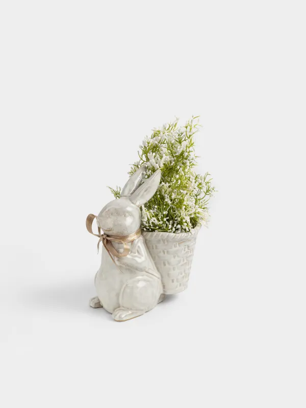 Ваза для цветов, 20 см, декоративная, фарфор P, молочно-коричневая, Кролик, Rustic Easter, image-3