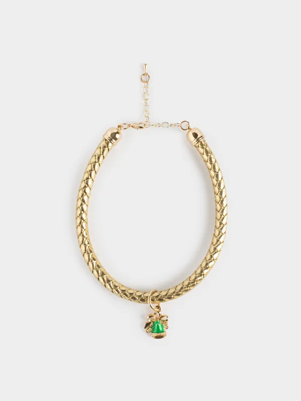 Ошейник для животных, 27/35 см, декоративный, полиуретан/металл, золотистый, Golden pet, image-0