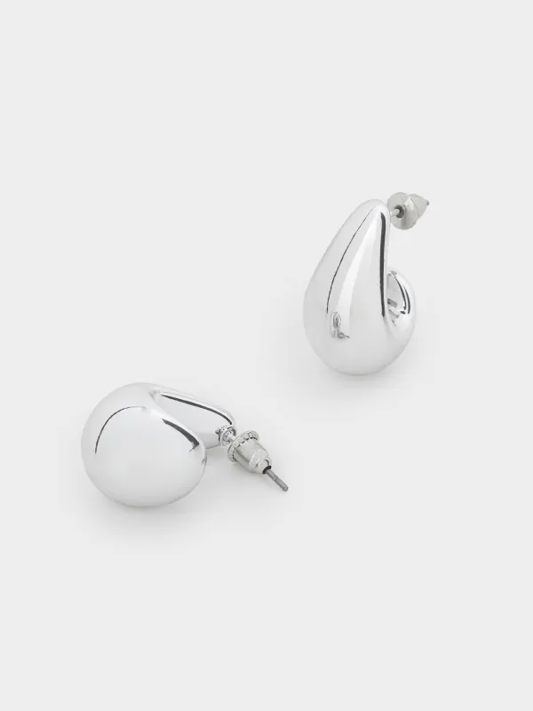 Серьги-пусеты, 2 см, 2 шт, CCB пластик, серебристые, Jewelry, image-1