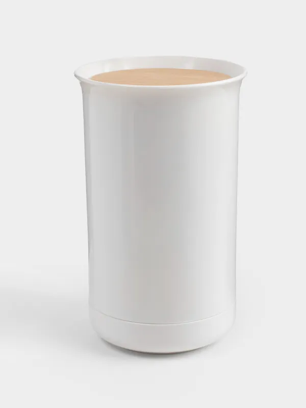 Контейнер для ватных палочек, 12 см, пластик/дерево, белый, White style, image-0