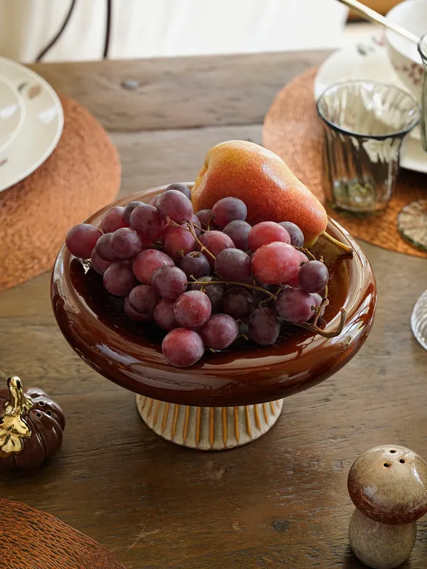 Блюдо на ножке, 22х12 см, фарфор P, молочно-коричневое, Гриб, Colors autumn, image-6